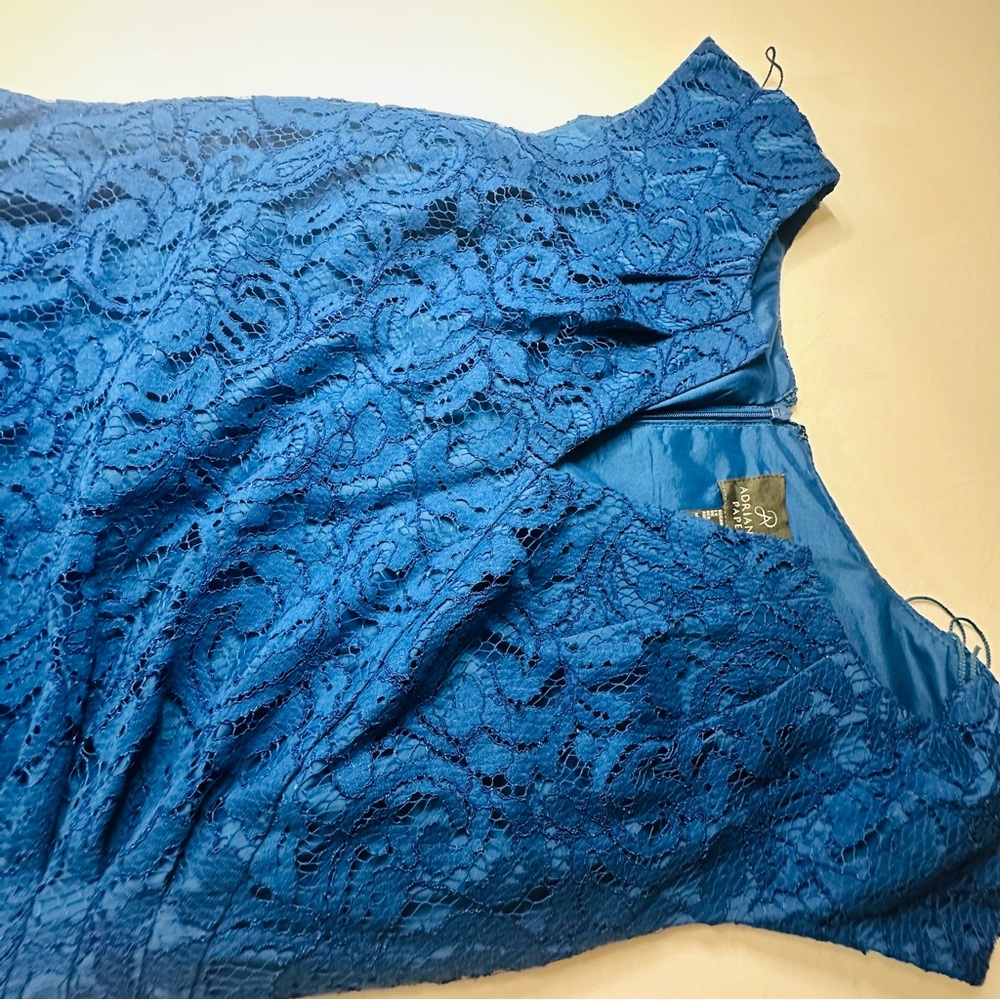 Adrianna Papell Women's Blue Lace Sheath Sz14 Cocktail dress - Picture 3 of 9